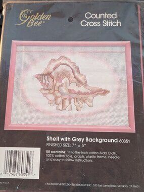 Vintage 1988 Golden Bee Shell Cross Stitch Kit BNIP 7x5 - 1073